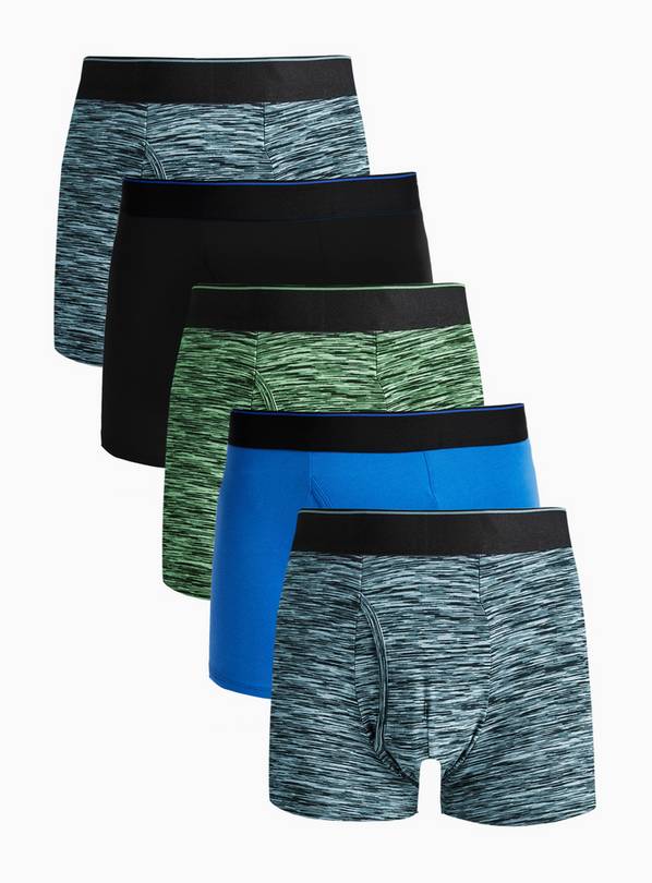 Blue Space Dye Waistband Trunks 5 Pack L